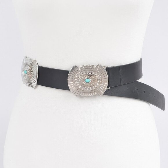 Western Style Belt With Turquoise - Picture 1 of 6